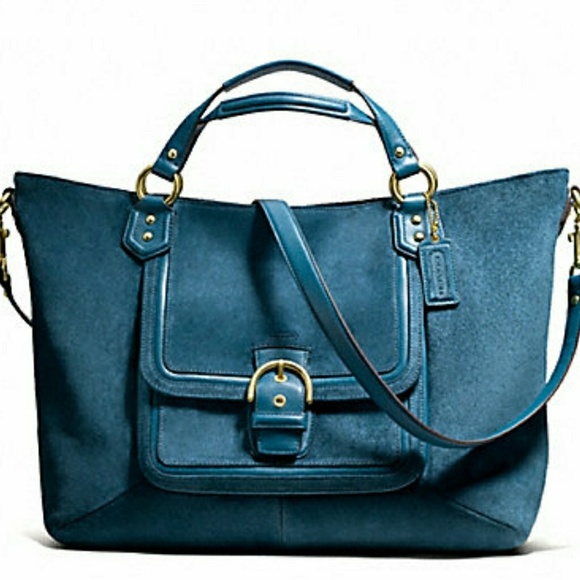 coach blue suede purse
